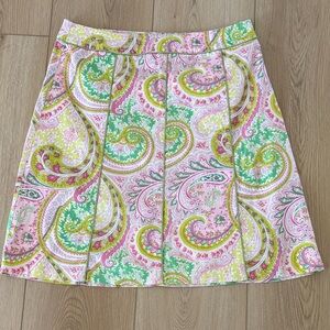 Chadwick’s Of Boston A-Line Paisley Print Preppy Skirt in Pink & Green Size 14